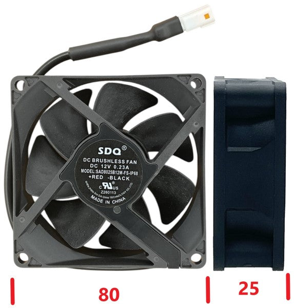 SAD8025B12M-FS-IP67 DC12V 0.23A WATERPROOF FAN FOR REBEL LINE 16, REBEL WASH 12, REBEL LINE 8